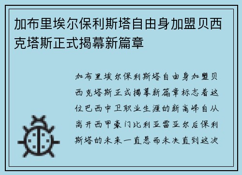 加布里埃尔保利斯塔自由身加盟贝西克塔斯正式揭幕新篇章 加布里埃尔保利斯塔自由身加盟贝西克塔斯正式揭幕新篇章